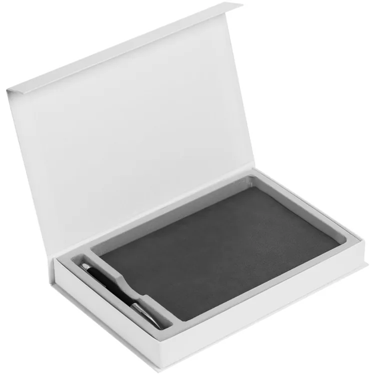 Коробка Silk с ложементом под ежедневник 15х21 см и ручку, ver.2, белая арт.17239.60