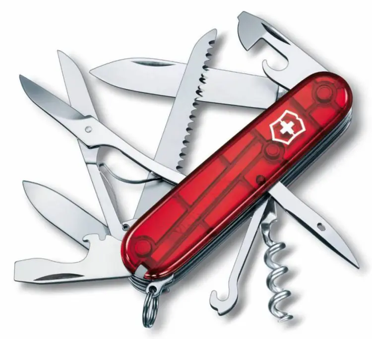 Офицерский нож Huntsman 91, прозрачный красный арт.7727.55