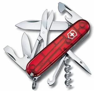 Офицерский нож Climber 91, прозрачный красный арт.5049.55