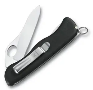 Солдатский нож с фиксатором лезвия Sentinel One Hand Clip, черный арт.7750.30