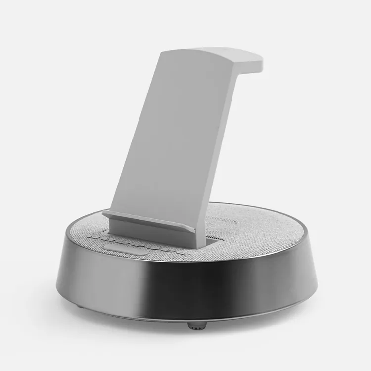 Bluetooth-колонка с беспроводной зарядкой и часами netEnergy, серая арт.16847.10