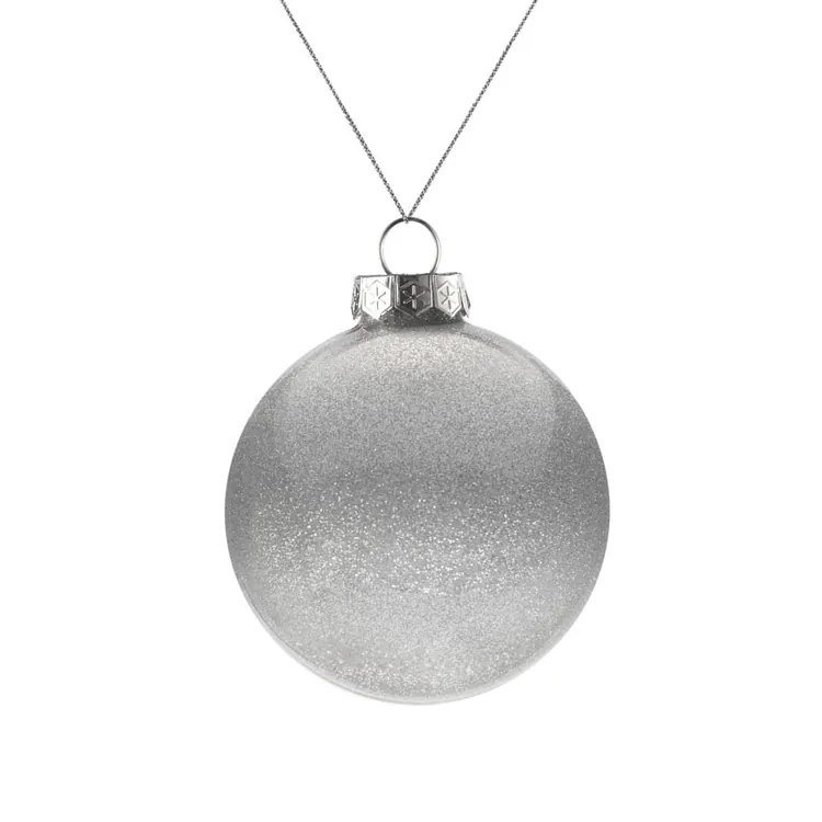 Елочный шар Finery Shine, 8 см, глянцевый серебристый с глиттером арт.21030.11