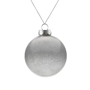 Елочный шар Finery Shine, 8 см, глянцевый серебристый с глиттером арт.21030.11