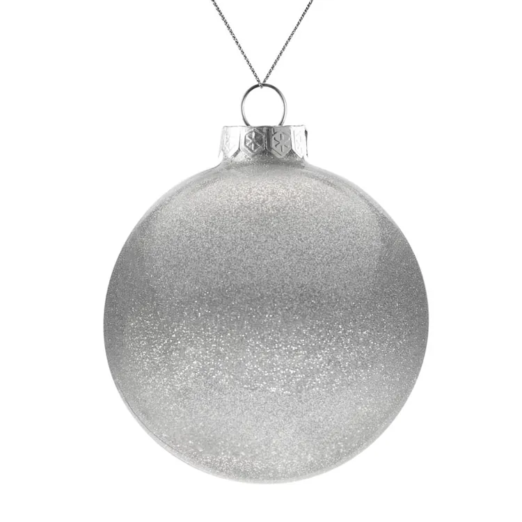 Елочный шар Finery Shine, 10 см, глянцевый серебристый с глиттером арт.21040.11