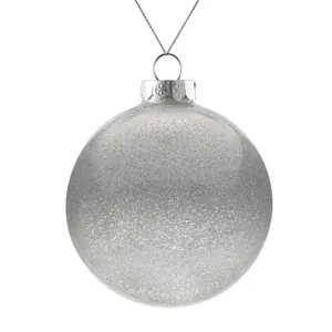 Елочный шар Finery Shine, 10 см, глянцевый серебристый с глиттером арт.21040.11