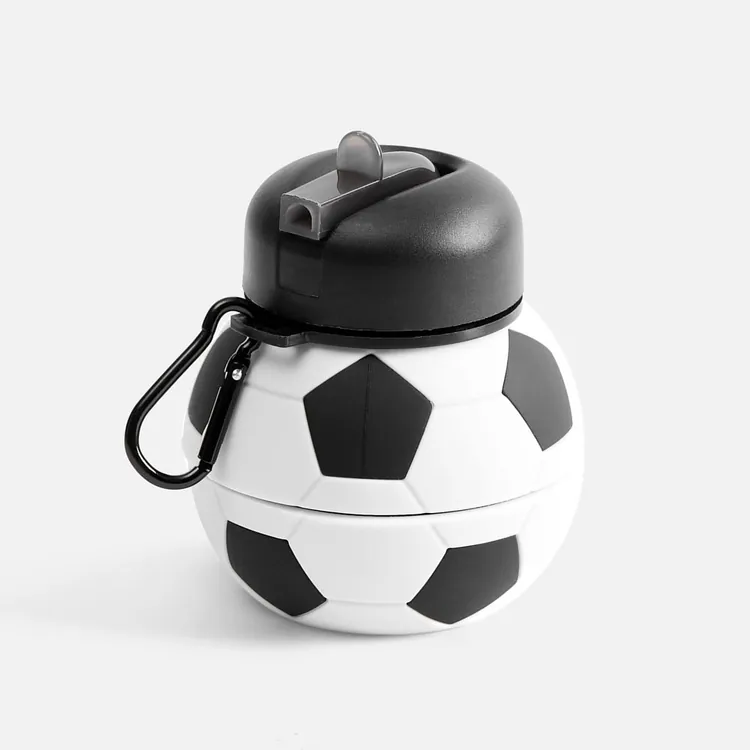 Складная бутылка для воды Football Flex, белая с черным арт.17492.63