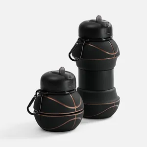 Складная бутылка для воды Basketball Flex, черная арт.17492.30