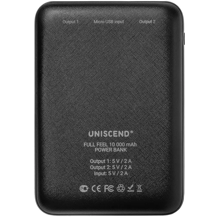 Внешний аккумулятор Uniscend Full Feel 10000 мАч с индикатором, черный арт.19994.30