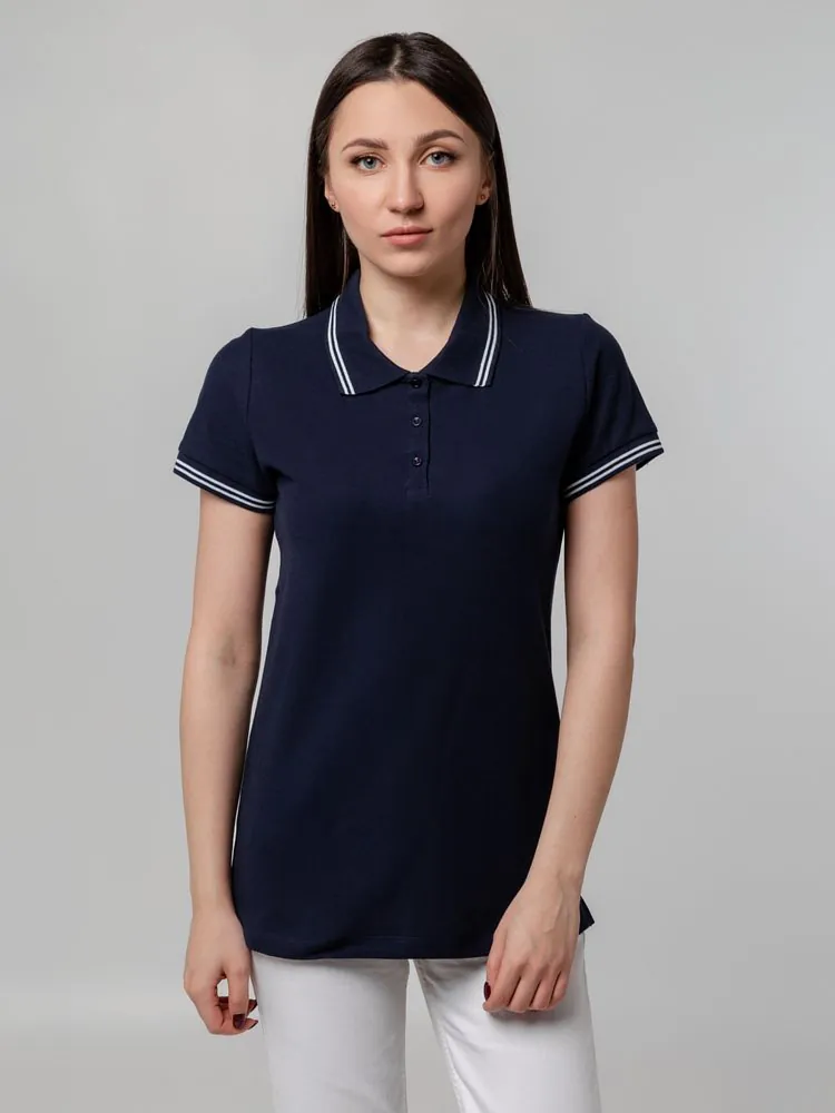 Рубашка поло женская Virma Stripes Lady, темно-синяя арт.11139.40