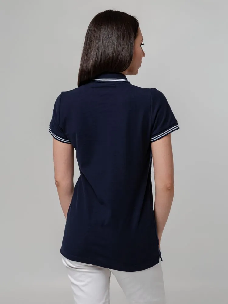Рубашка поло женская Virma Stripes Lady, темно-синяя арт.11139.40
