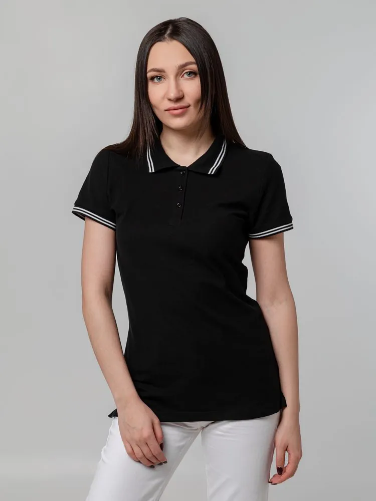Рубашка поло женская Virma Stripes Lady, черная арт.11139.30
