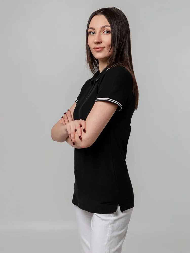 Рубашка поло женская Virma Stripes Lady, черная арт.11139.30