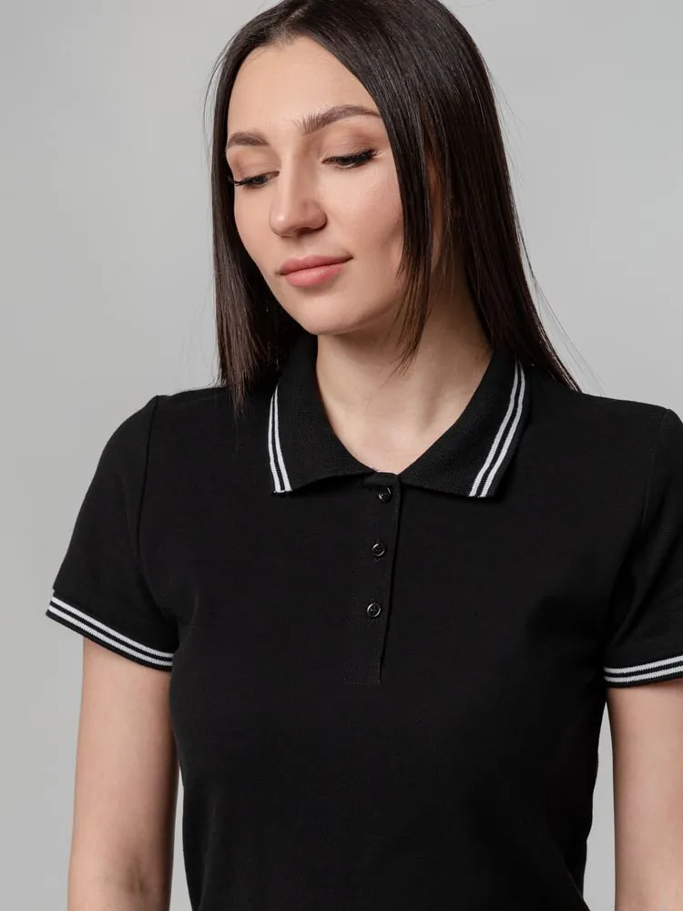 Рубашка поло женская Virma Stripes Lady, черная арт.11139.30