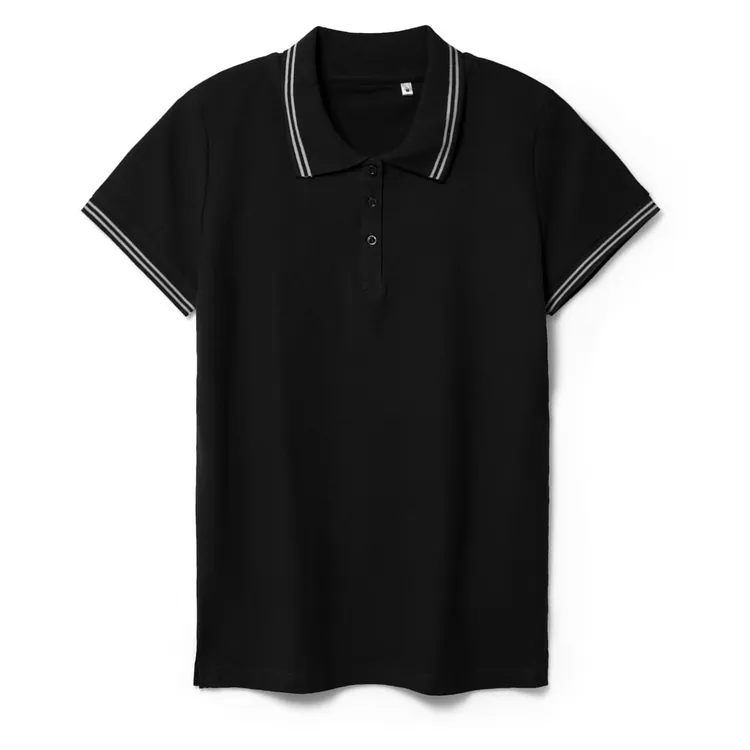 Рубашка поло женская Virma Stripes Lady, черная арт.11139.30