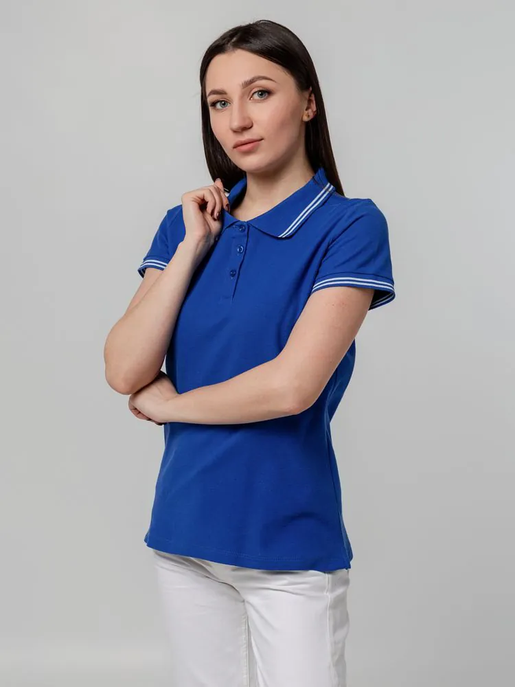 Рубашка поло женская Virma Stripes Lady, ярко-синяя арт.11139.44