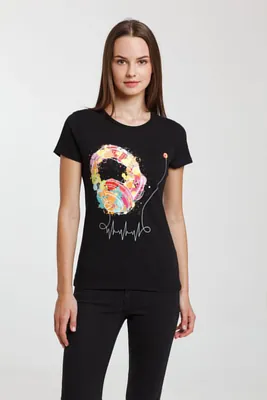 Футболка женская Feel The Beat, черная арт.70197.30