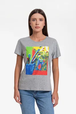 Футболка женская Artist Bear, серый меланж арт.70629.11