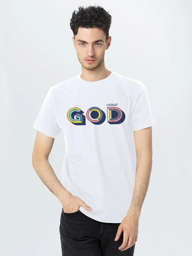 Футболка мужская &laquo;Новый GOD&raquo;, белая арт.71906.60