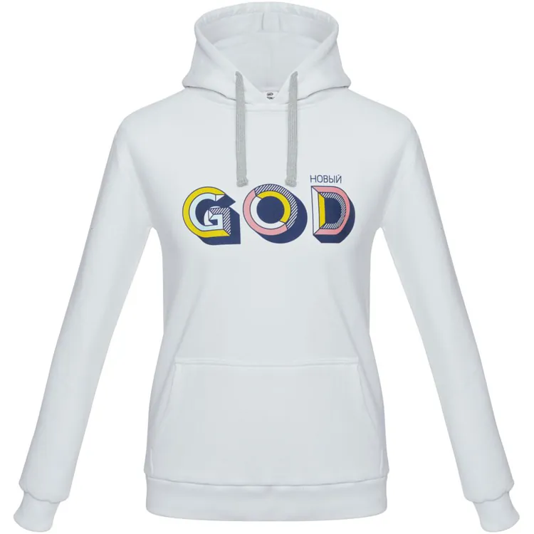 Толстовка с капюшоном &laquo;Новый GOD&raquo;, белая арт.71908.60