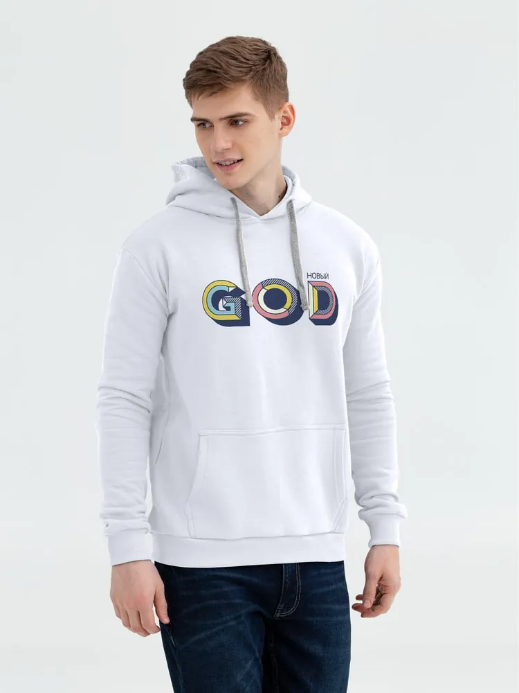 Толстовка с капюшоном &laquo;Новый GOD&raquo;, белая арт.71908.60