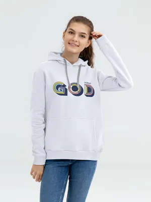 Толстовка с капюшоном &laquo;Новый GOD&raquo;, белая арт.71908.60