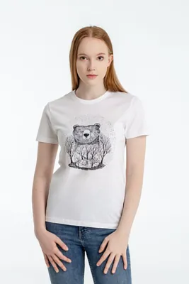 Футболка женская Bear, белая арт.70341.60