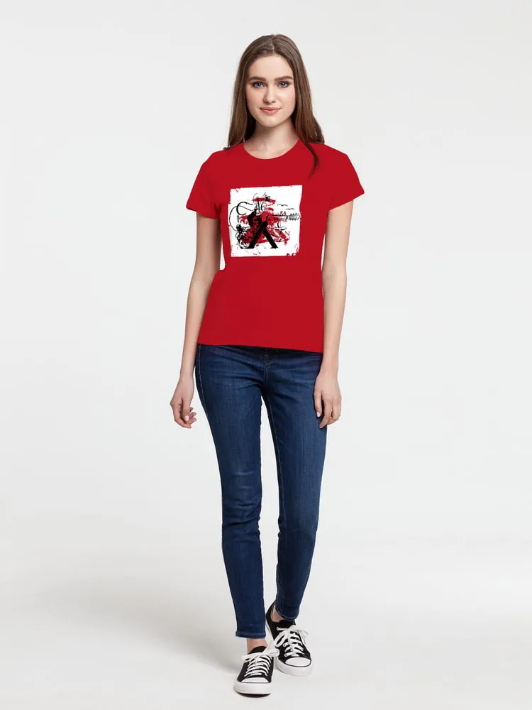 Футболка женская Carmen and Carwoman, красная арт.70410.50