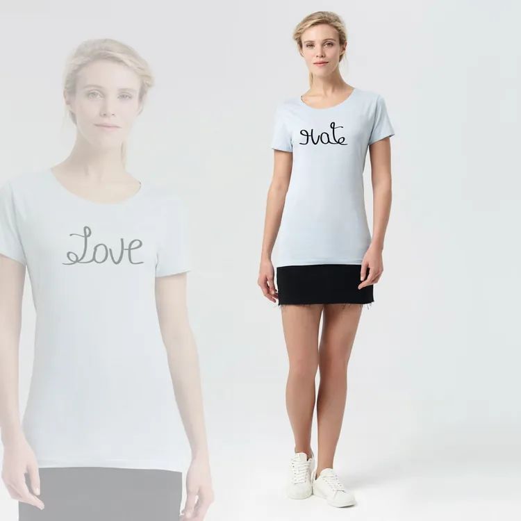 Футболка женская Hate-Love, голубая арт.70530.14