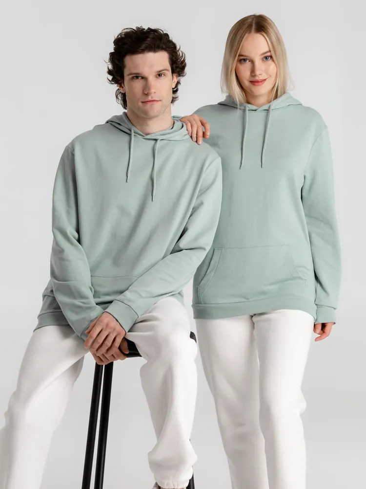 Толстовка с капюшоном унисекс Hoodie, серо-зеленая арт.WU03W502