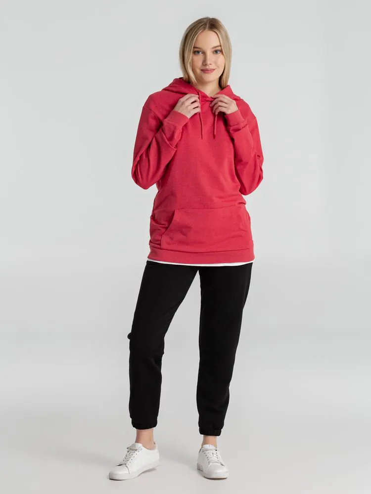 Толстовка с капюшоном унисекс Hoodie, красный меланж арт.WU03W617