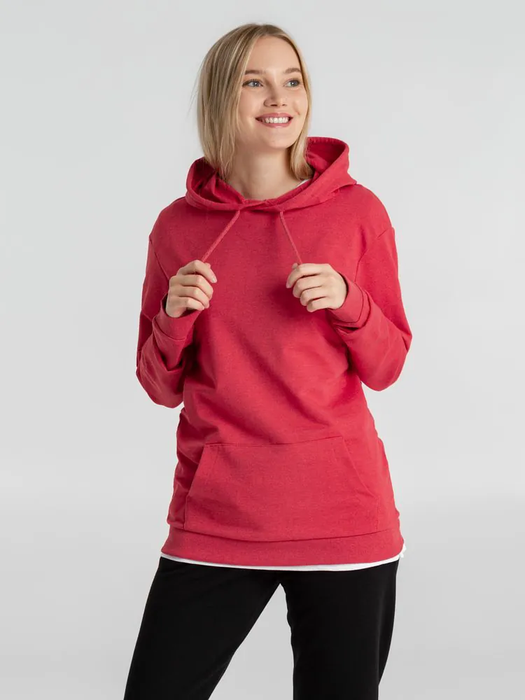 Толстовка с капюшоном унисекс Hoodie, красный меланж арт.WU03W617