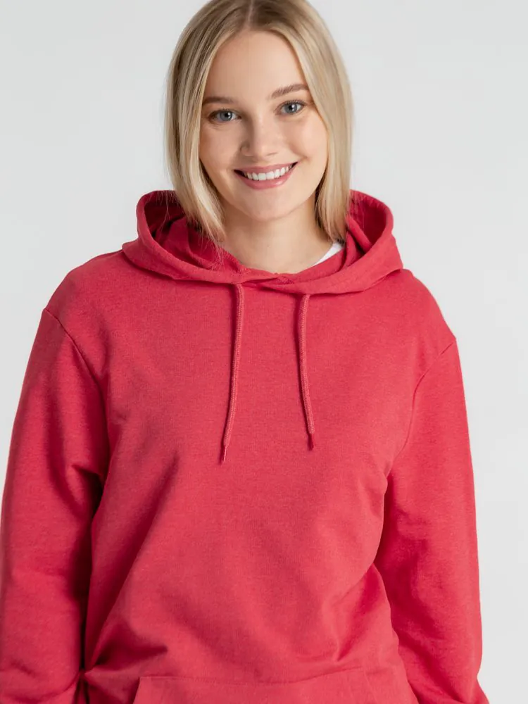 Толстовка с капюшоном унисекс Hoodie, красный меланж арт.WU03W617
