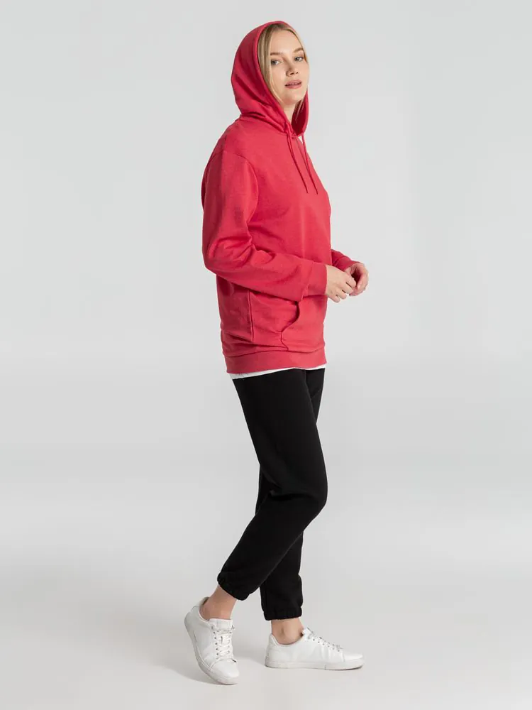 Толстовка с капюшоном унисекс Hoodie, красный меланж арт.WU03W617