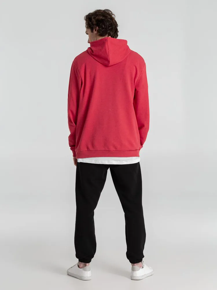 Толстовка с капюшоном унисекс Hoodie, красный меланж арт.WU03W617