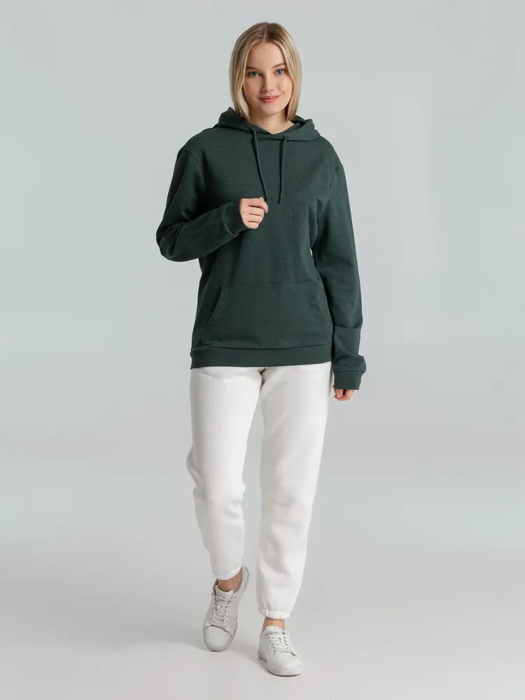 Толстовка с капюшоном унисекс Hoodie, темно-зеленый меланж арт.WU03W618