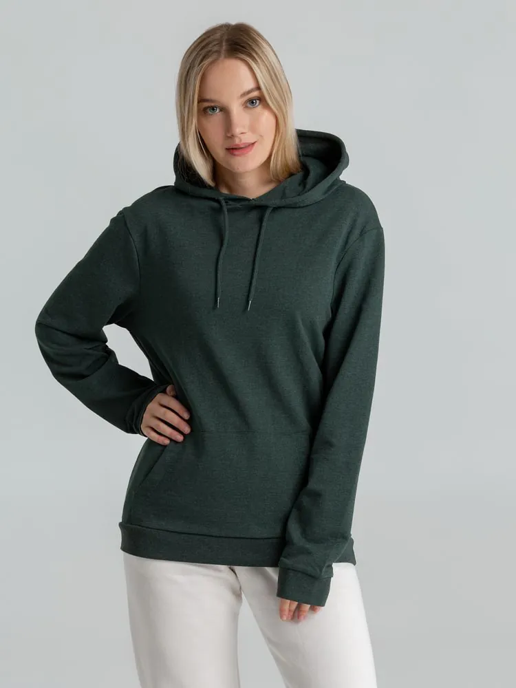 Толстовка с капюшоном унисекс Hoodie, темно-зеленый меланж арт.WU03W618