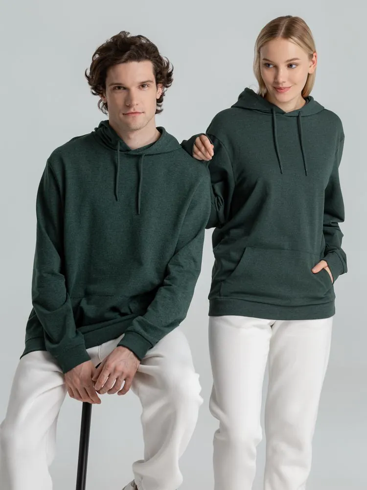 Толстовка с капюшоном унисекс Hoodie, темно-зеленый меланж арт.WU03W618