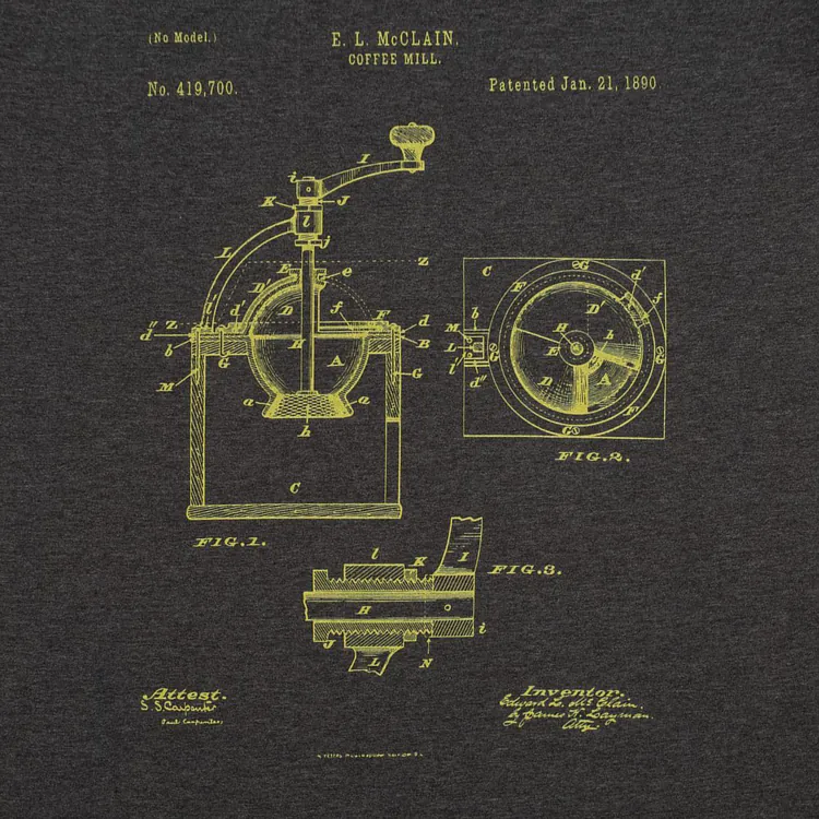 Футболка приталенная Old Patents. Coffee Mill, черный меланж арт.70752.12