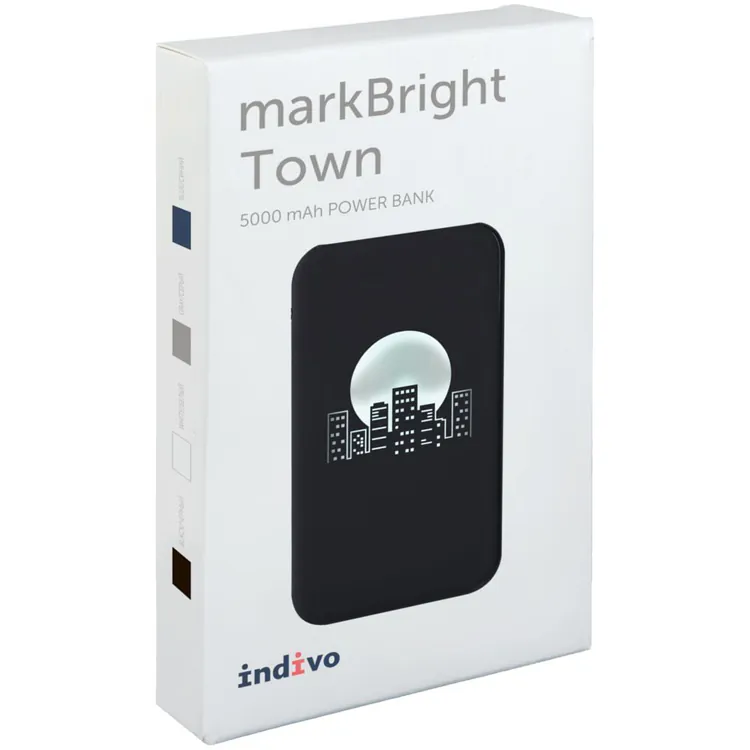 Аккумулятор с подсветкой markBright Town, 5000 мАч, черный арт.15555.30