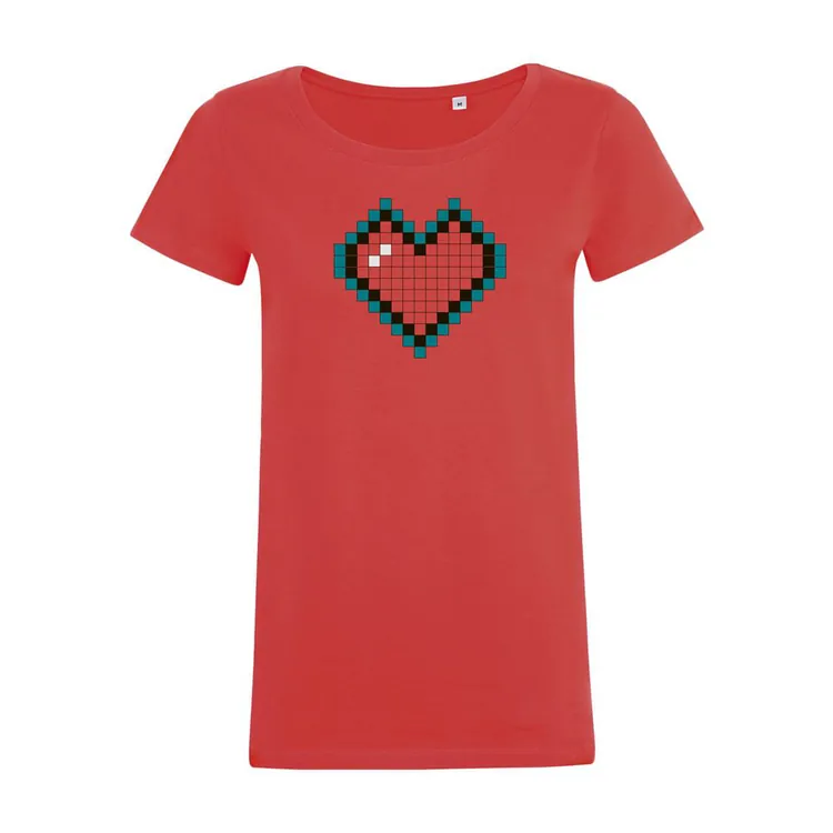 Футболка женская Pixel Heart, красная арт.70863.50