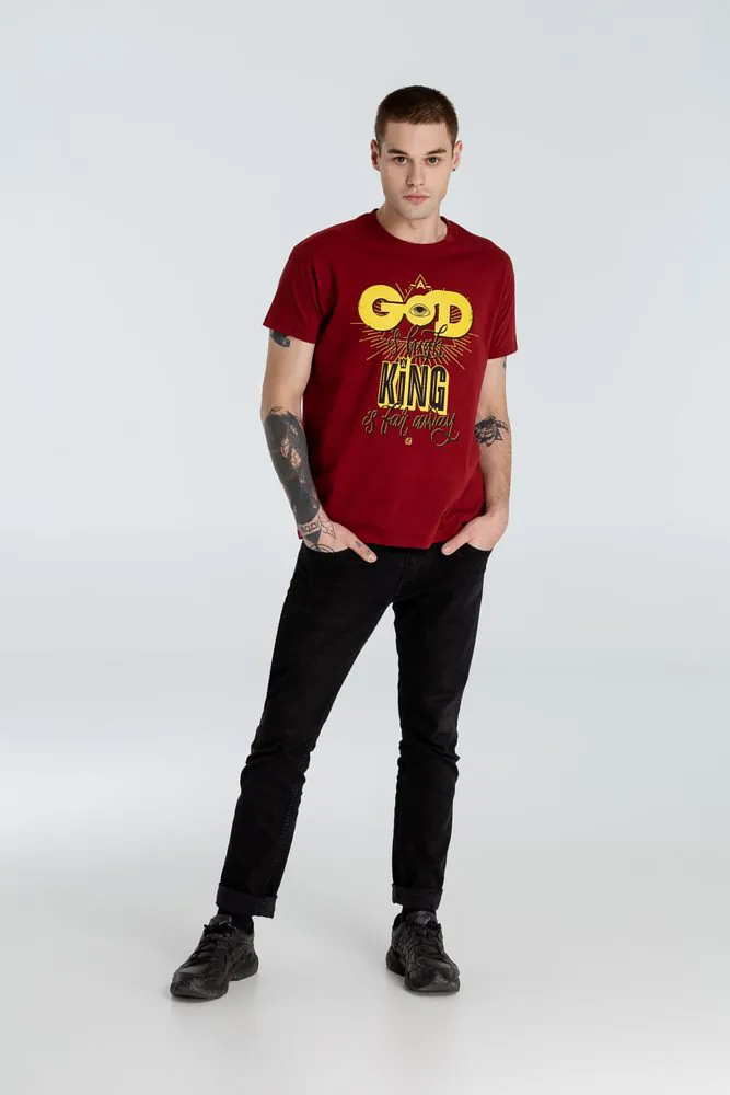 Футболка A God is High, гранатово-красная арт.70965.51