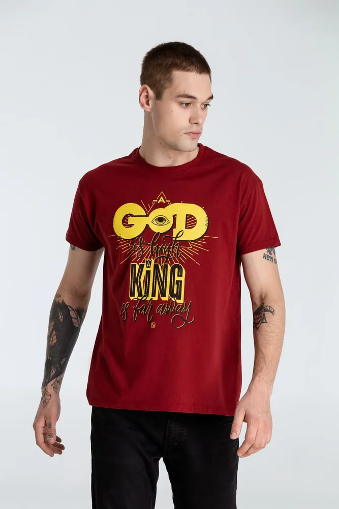Футболка A God is High, гранатово-красная арт.70965.51