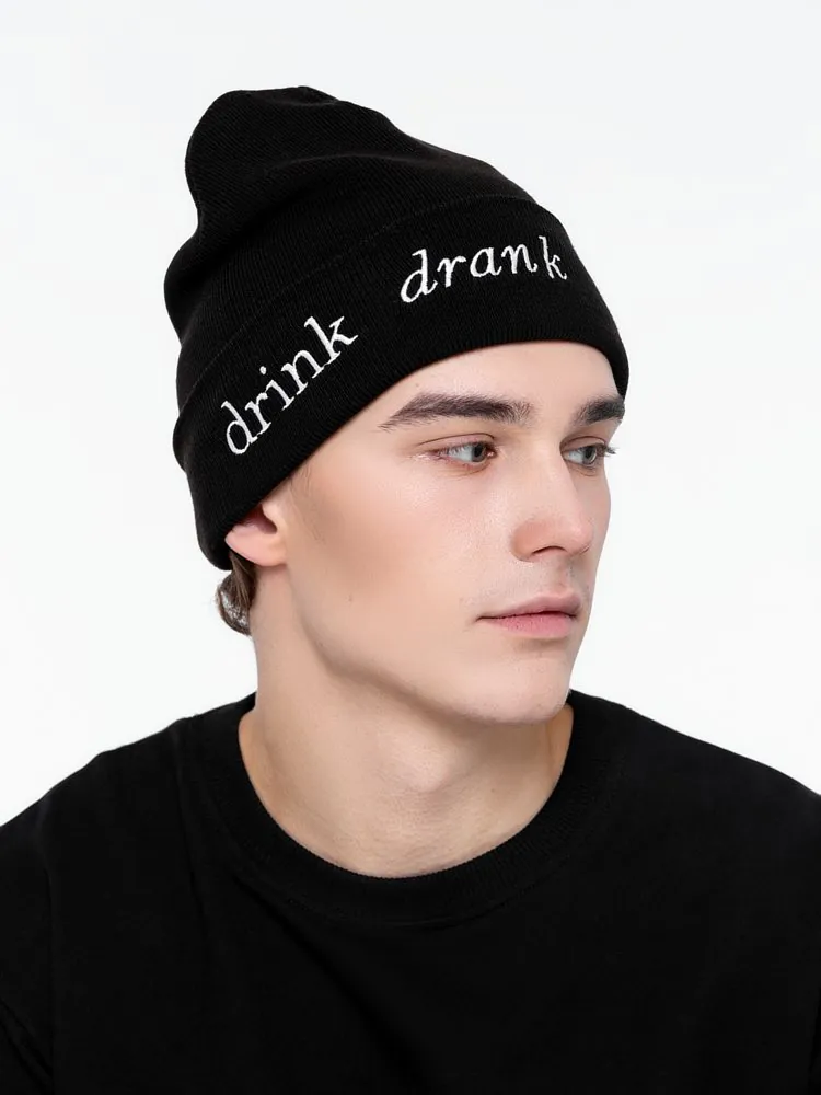 Шапка с вышивкой Drunk, черная арт.71186.01