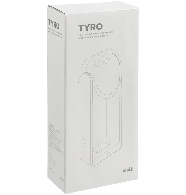 Настольная лампа с зеркалом и беспроводной зарядкой Tyro, белая арт.13370.60