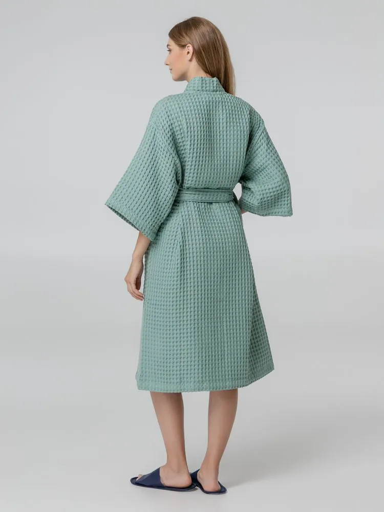 Халат вафельный женский Boho Kimono, зеленая мята арт.20014.19