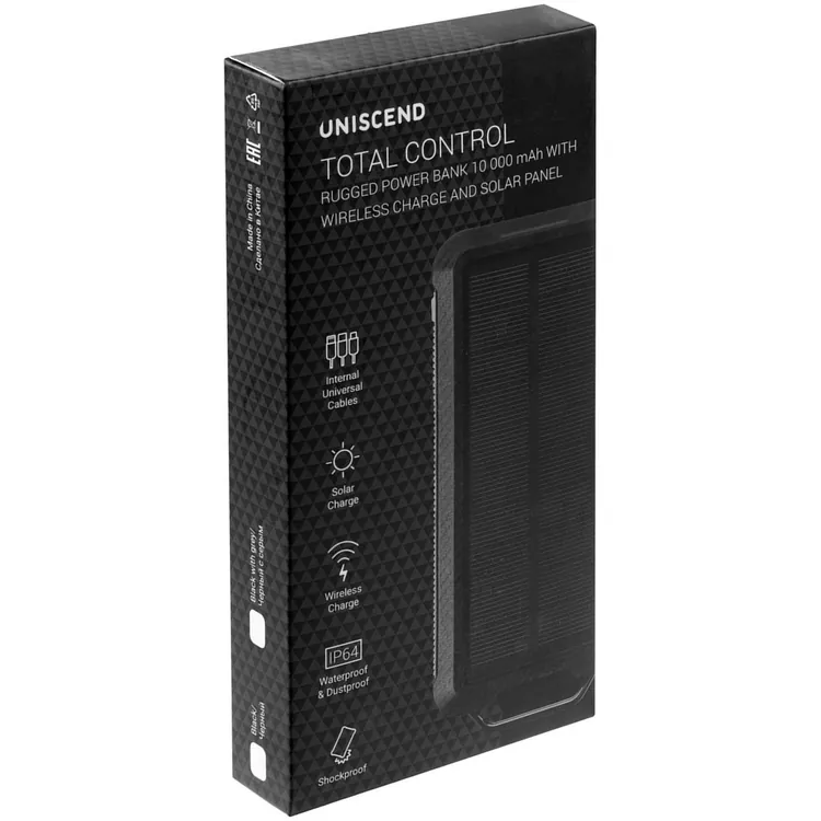 Аккумулятор защищенный Total Control 10000 мАч, черный с серым арт.22011.10