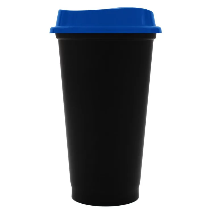 Стакан с крышкой Color Cap Black, черный с синим арт.20996.40
