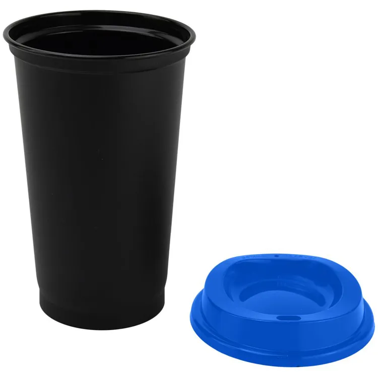 Стакан с крышкой Color Cap Black, черный с синим арт.20996.40