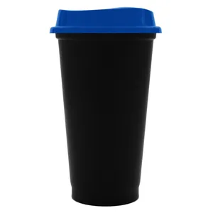 Стакан с крышкой Color Cap Black, черный с синим арт.20996.40