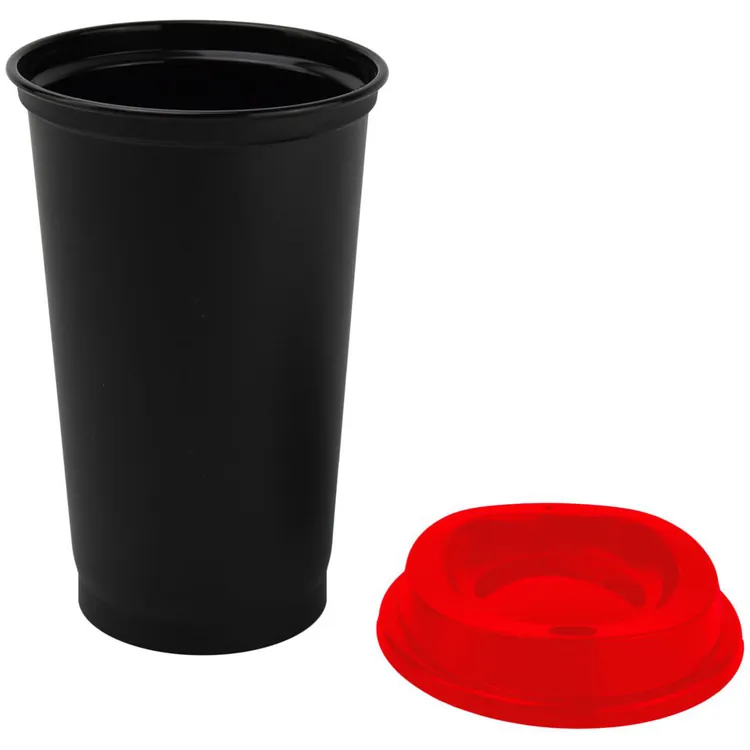 Стакан с крышкой Color Cap Black, черный с красным арт.20996.50